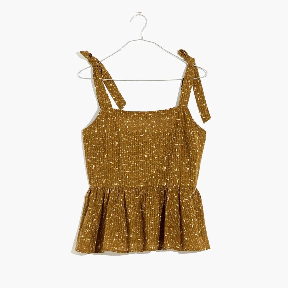 Madewell Peplem Rosalie Tie Strap Tank Top Daisy Stitch SIze XS